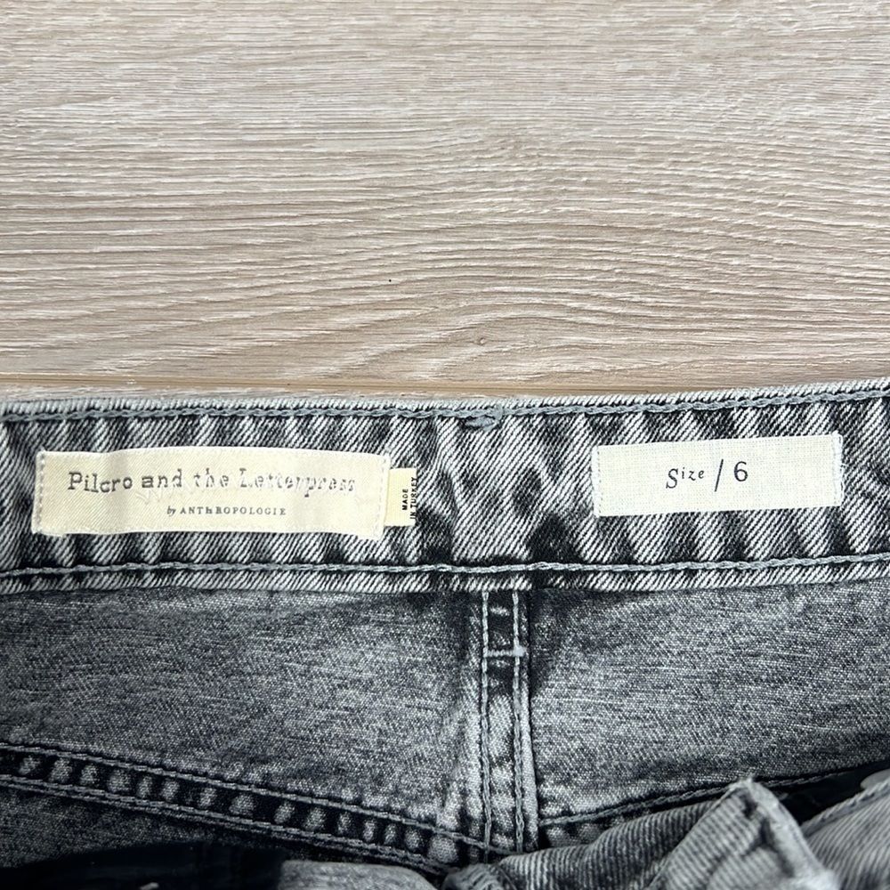 Pilcro and the Letterpress Silver Metallic Denim Mini Skirt Size 6 - Picture 5 of 9